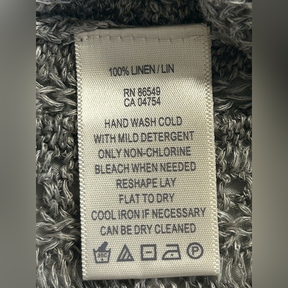 Tommy Bahama Open Knit Gray Striped Long Sleeve Linen Sweater Top Women’s M - Picture 10 of 11